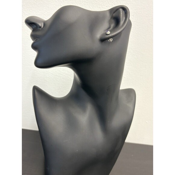 Petite 925 Solid Sterling Silver Genuine Amethyst Bezel Set Post Earrings - Picture 6 of 12